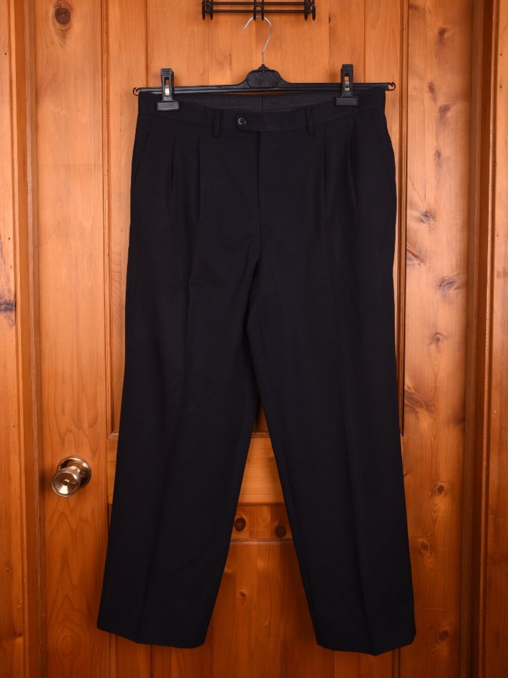 Ermenegildo Zegna Black Wool Dress Pants Men's Pleated Trousers Swiss Made